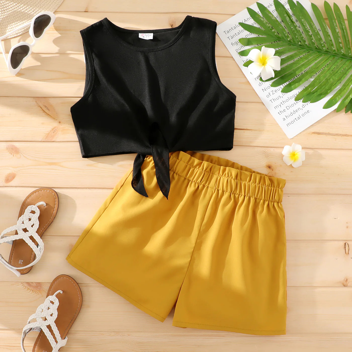 BLACK AND KHAKI SHORTS SET