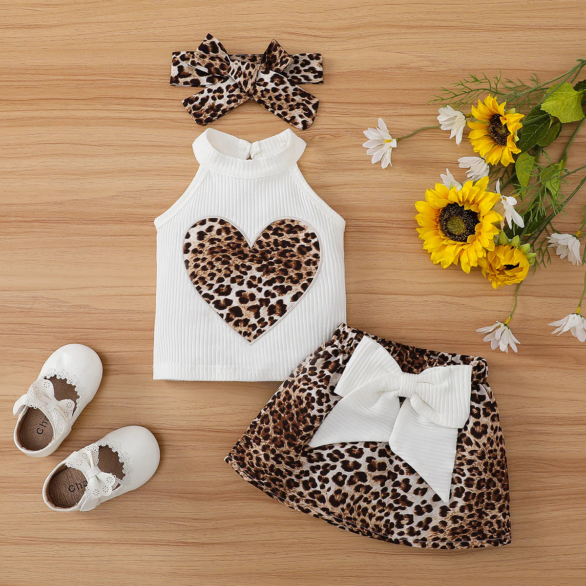 HEART LEOPARD HALTER AND SKIRT