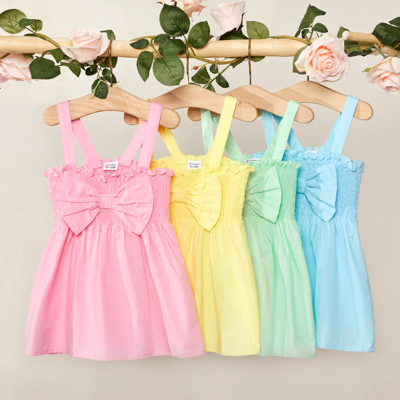 SMOCKED BOW DRESS - PINK