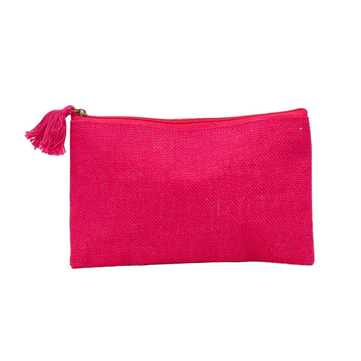 PINK JUTE COSMETIC BAG 10x6