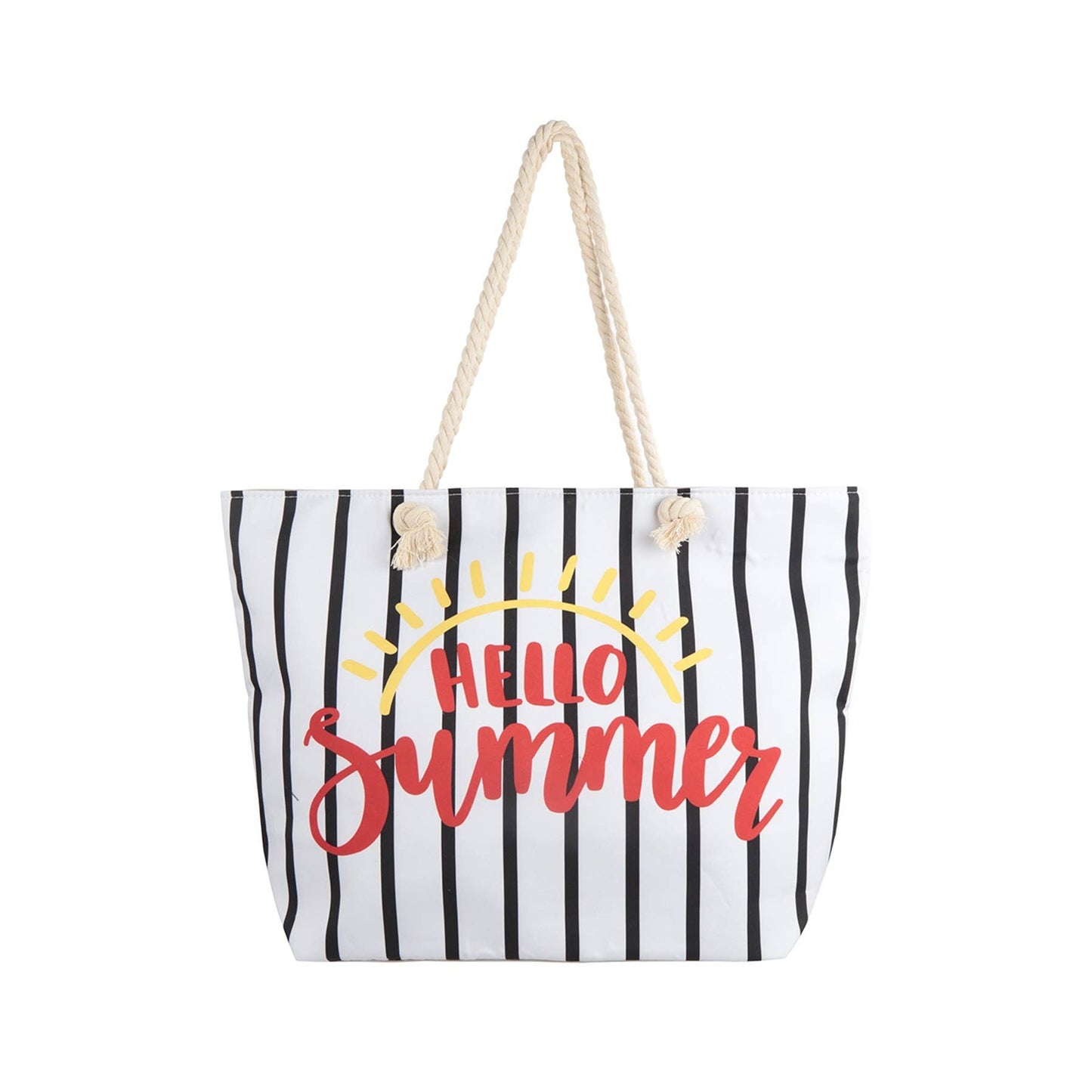 HELLO SUMMER STRIPED TOTE BAG WITH MATCHING WALLET