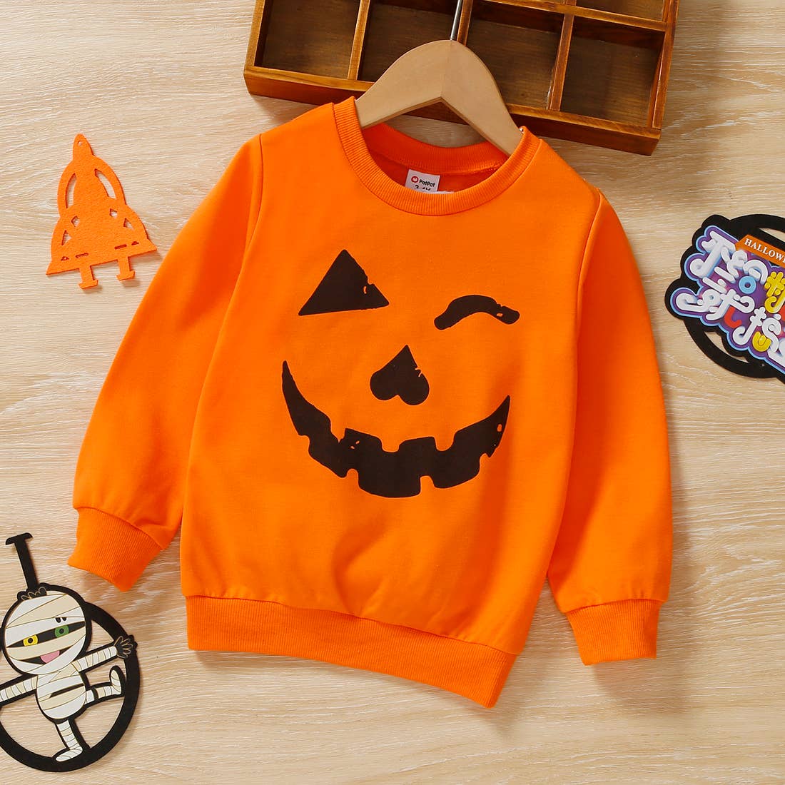 Toddler Boy/Girl Halloween Pumpkin Print Pullover Sweatshirt