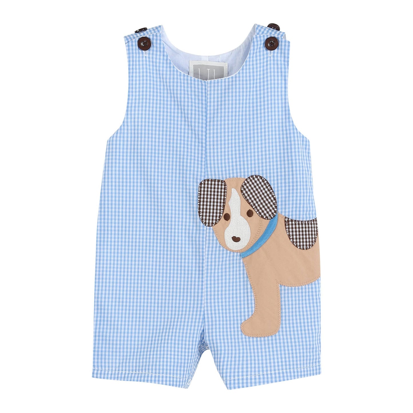 Blue Gingham Dog Shortalls