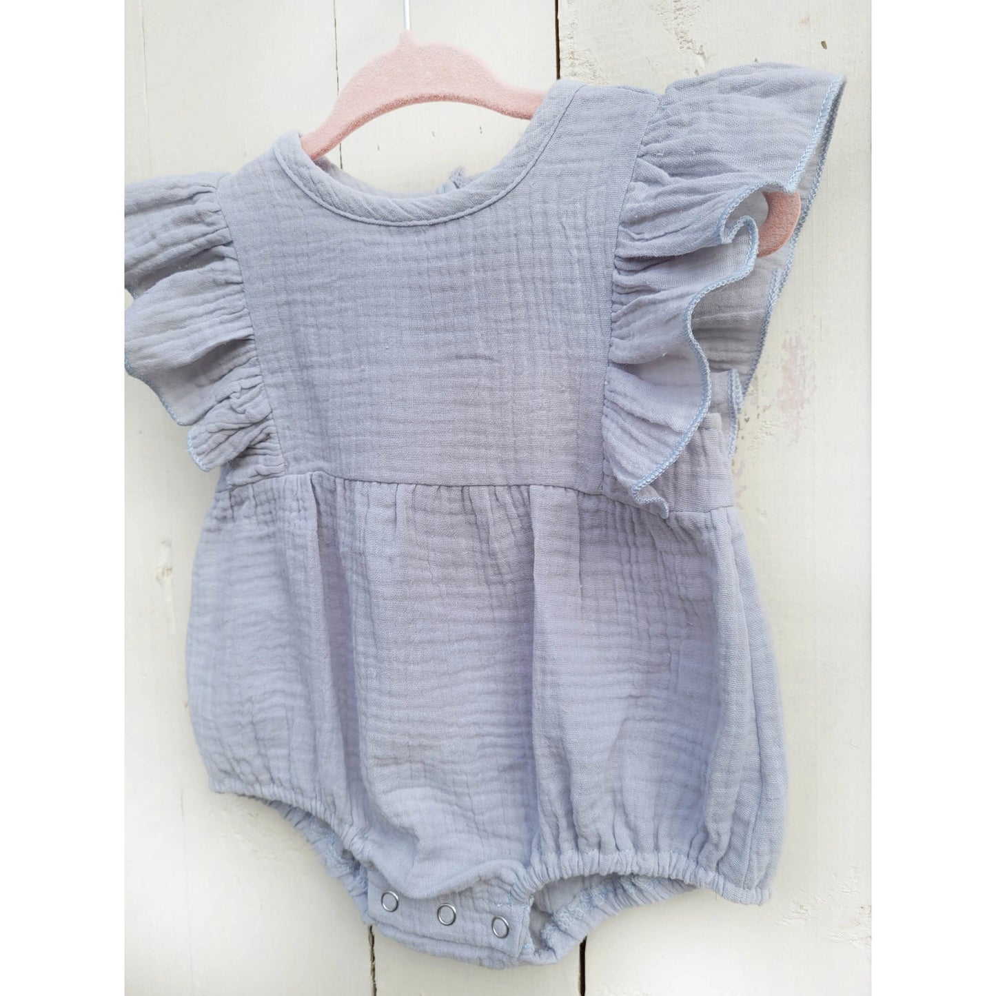 MUSLIN SPRING ROMPER - DUSTY BLUE