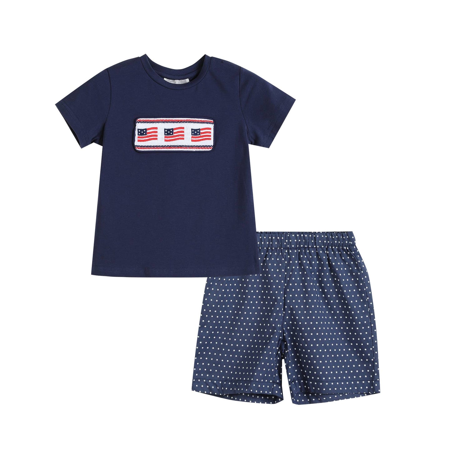 AMERICAN FLAG SMOCKED TEE & STARS SHORTS