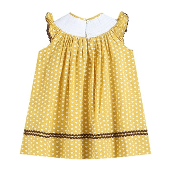PUMPKIN & HEARTS ANGEL-SLEEVE SMOCKED DRESS