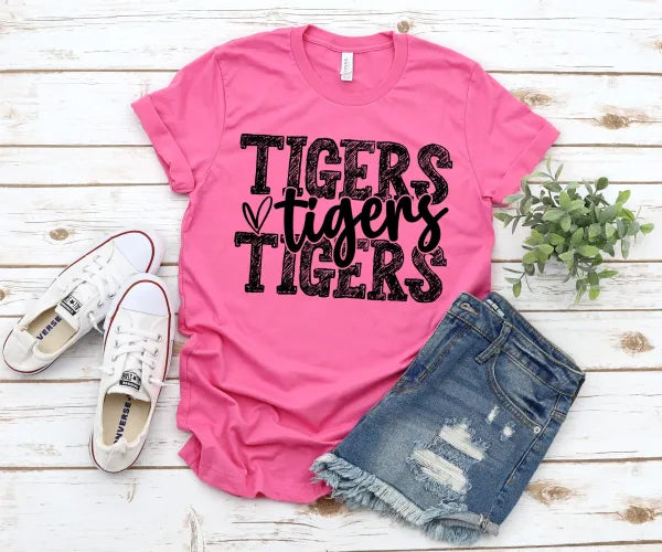 TIGERS TIGERS TIGERS (YOU PICK THE SHIRT COLOR) (BLACK INK)