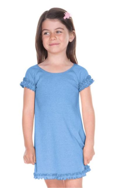 LETTUCE EDGE RAGLAN CAP SLEEVE DRESS