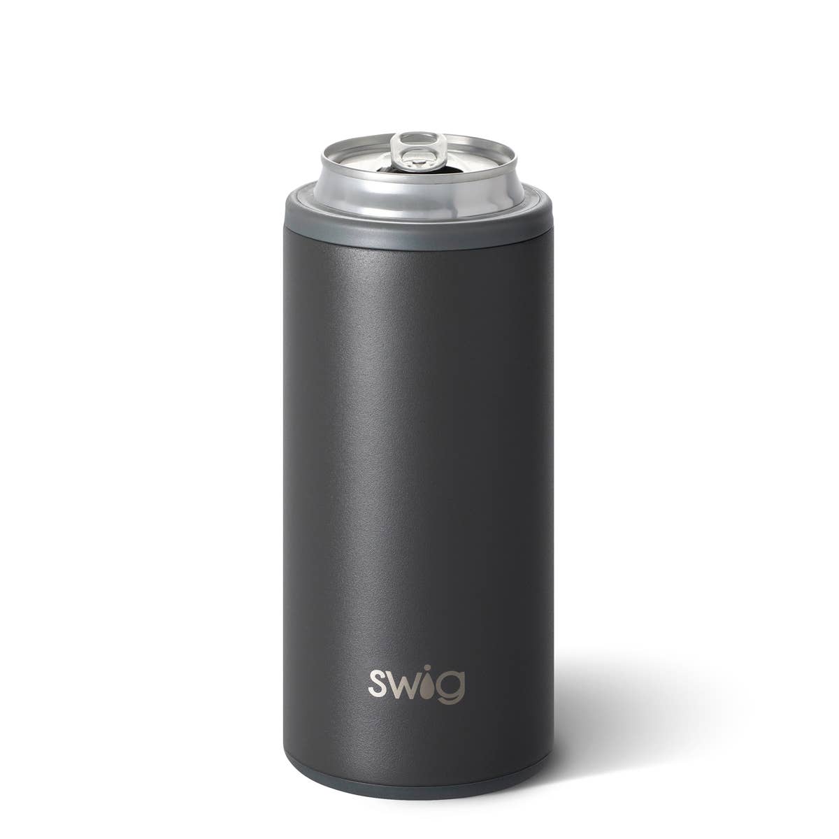 Matte Grey Skinny Can Cooler (12oz)