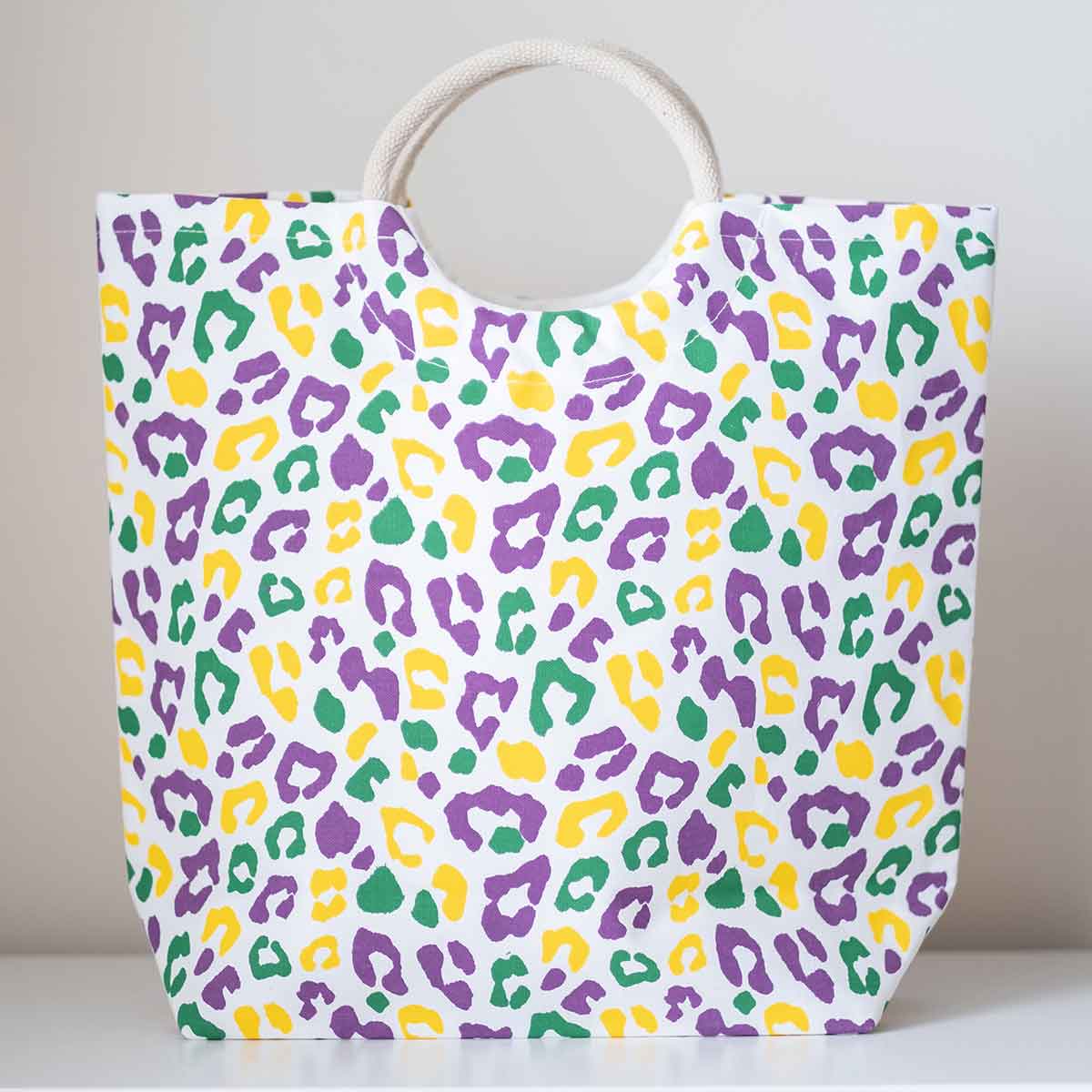 MARDI GRAS LEOPARD SHORE TOTE