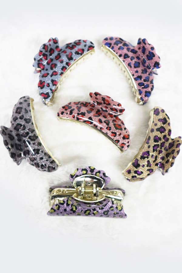 Sparkly Glitter Leopard Jaw Hair Clip