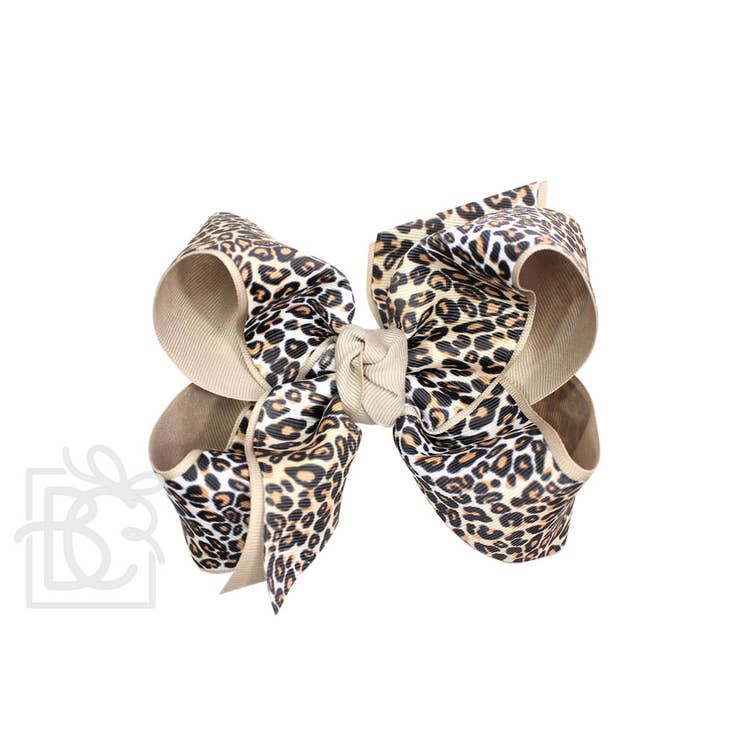 LAYERED OATMEAL LEOPARD HAIR BOW