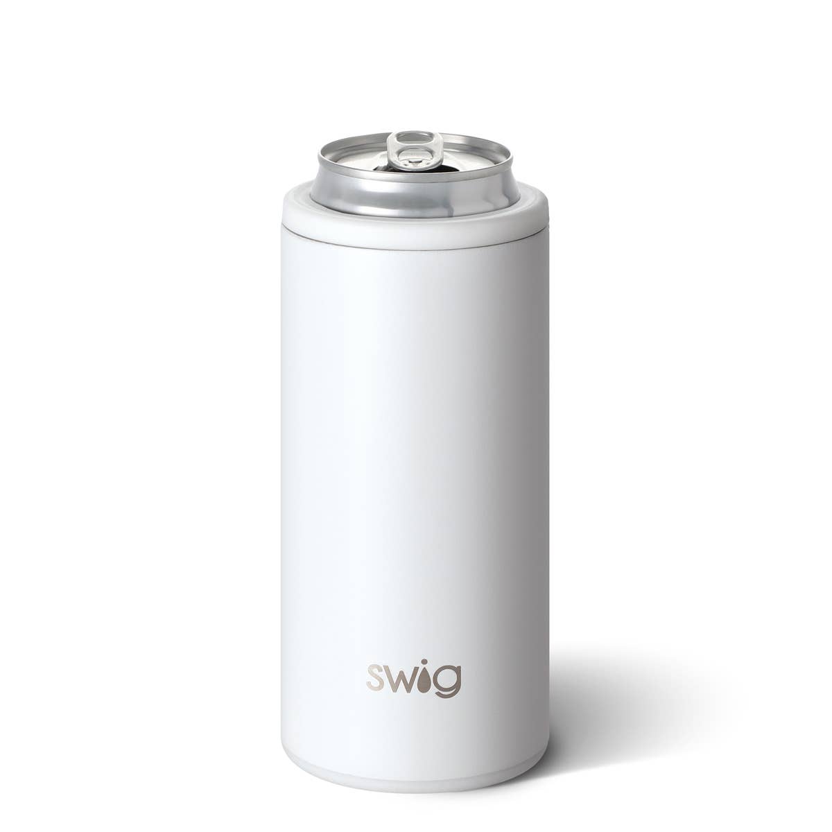 Matte White Skinny Can Cooler (12oz)
