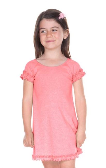 LETTUCE EDGE RAGLAN CAP SLEEVE DRESS