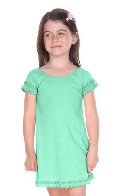 LETTUCE EDGE RAGLAN CAP SLEEVE DRESS