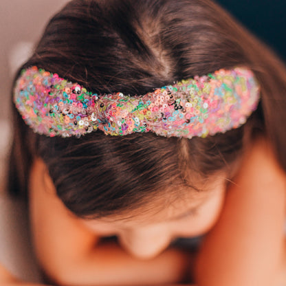 Sparkly Sequin Knot Headband: Purple