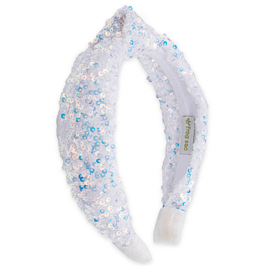 Sparkly Sequin Knot Headband: White
