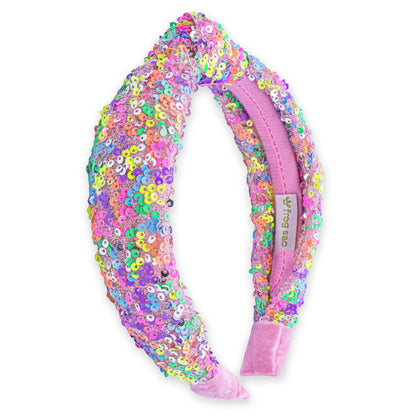 Sparkly Sequin Knot Headband: Blue