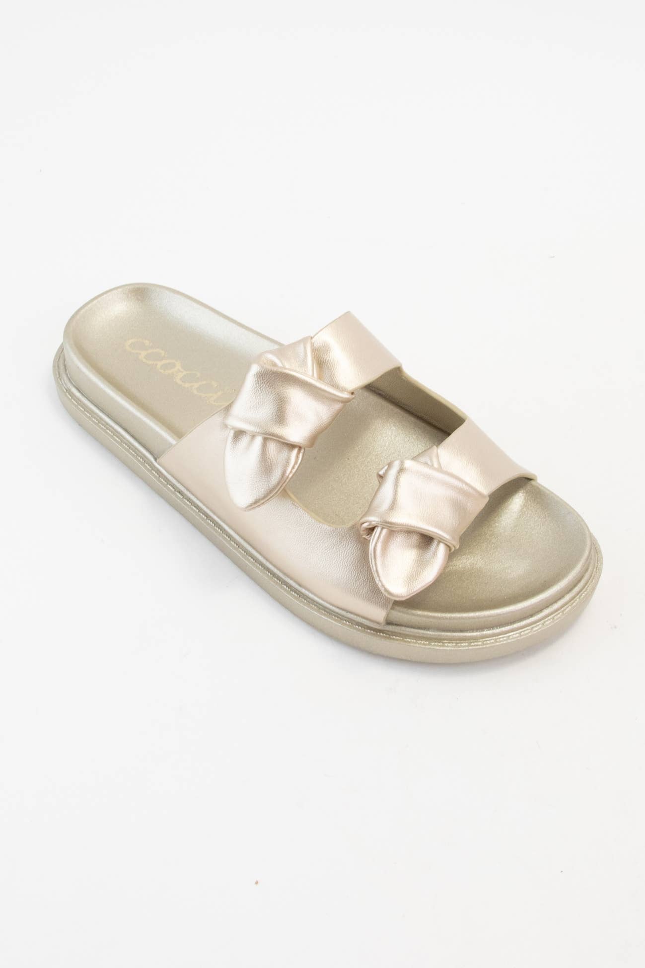 BILLIE KNOTTED SLIP-ON SANDAL: CAMEL