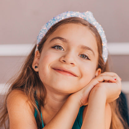 Sparkly Sequin Knot Headband: Blue