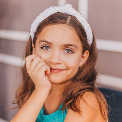 Sparkly Sequin Knot Headband: Blue