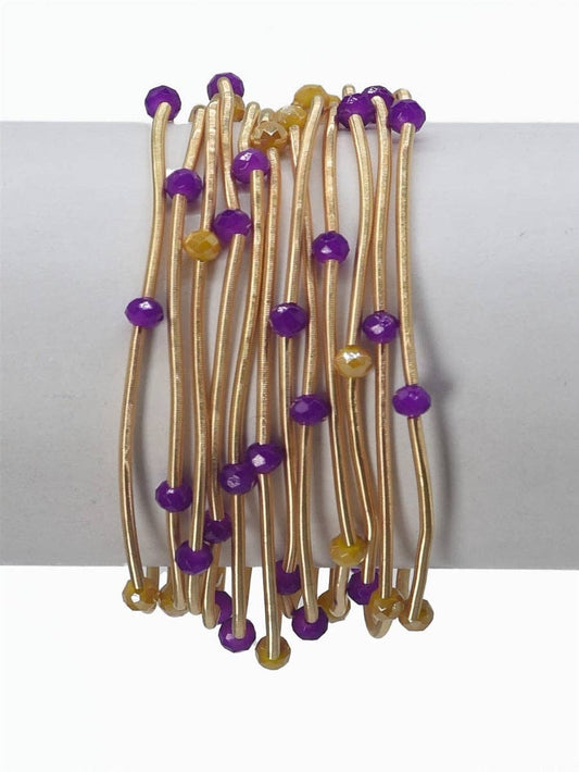 Set of 12 Gold Wired Stretch Bracelets