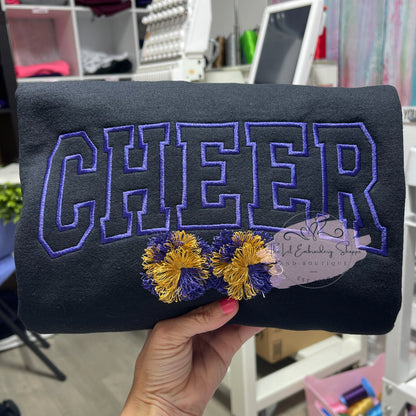 CHEER 3D POM POMS SWEATSHIRT (you pick the colors)