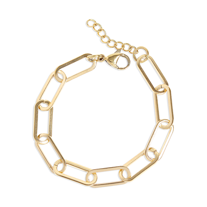 18K Gold PVD Stainless Steel Paperclip Chain Bracelet Set