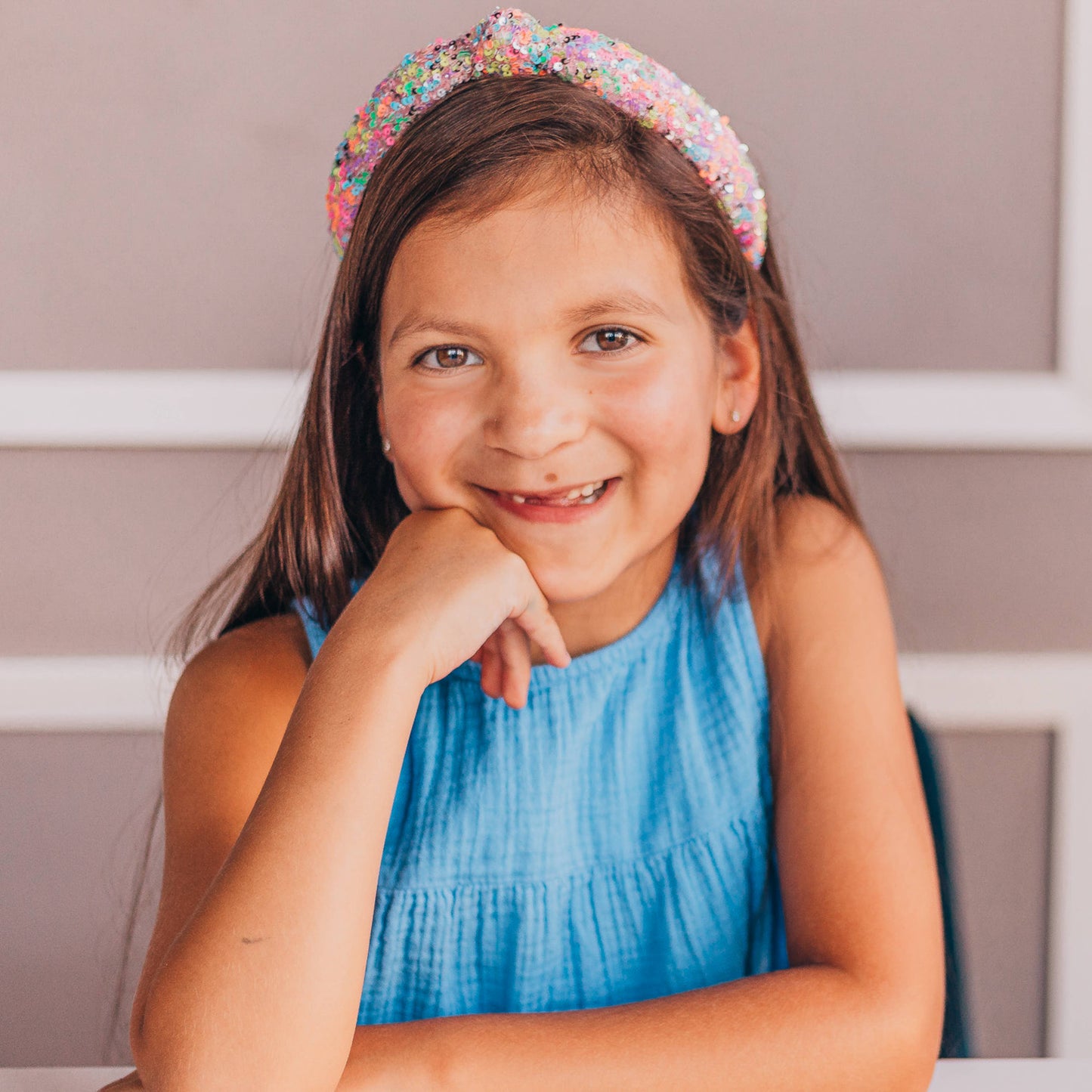 Sparkly Sequin Knot Headband: Purple