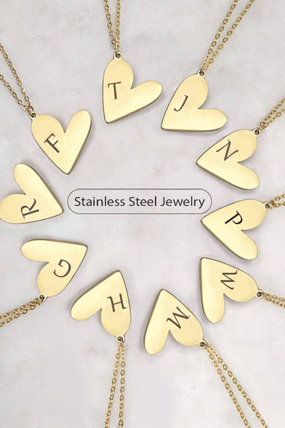 STAINLESS STEEL INITIAL HEART NECKLACE