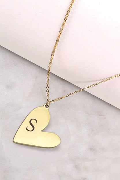STAINLESS STEEL INITIAL HEART NECKLACE