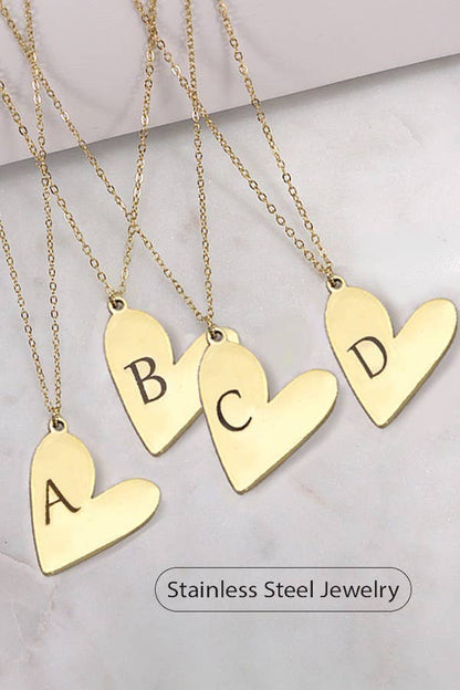 STAINLESS STEEL INITIAL HEART NECKLACE