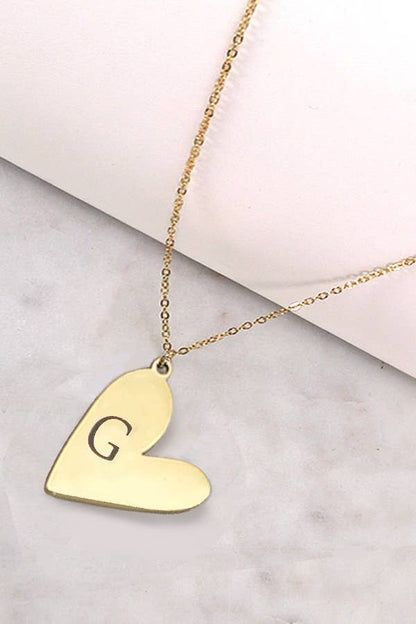 STAINLESS STEEL INITIAL HEART NECKLACE
