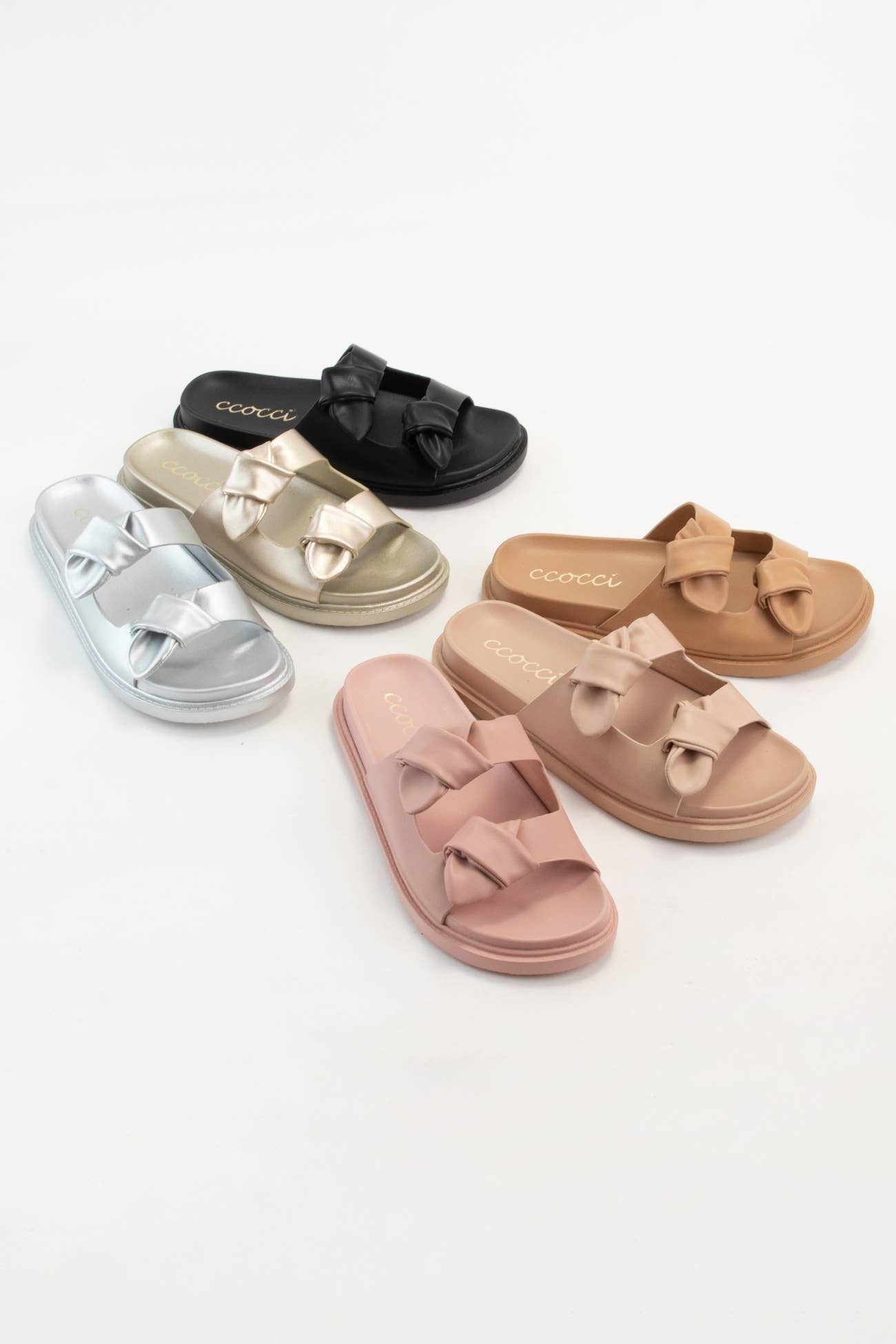 BILLIE KNOTTED SLIP-ON SANDAL: CAMEL