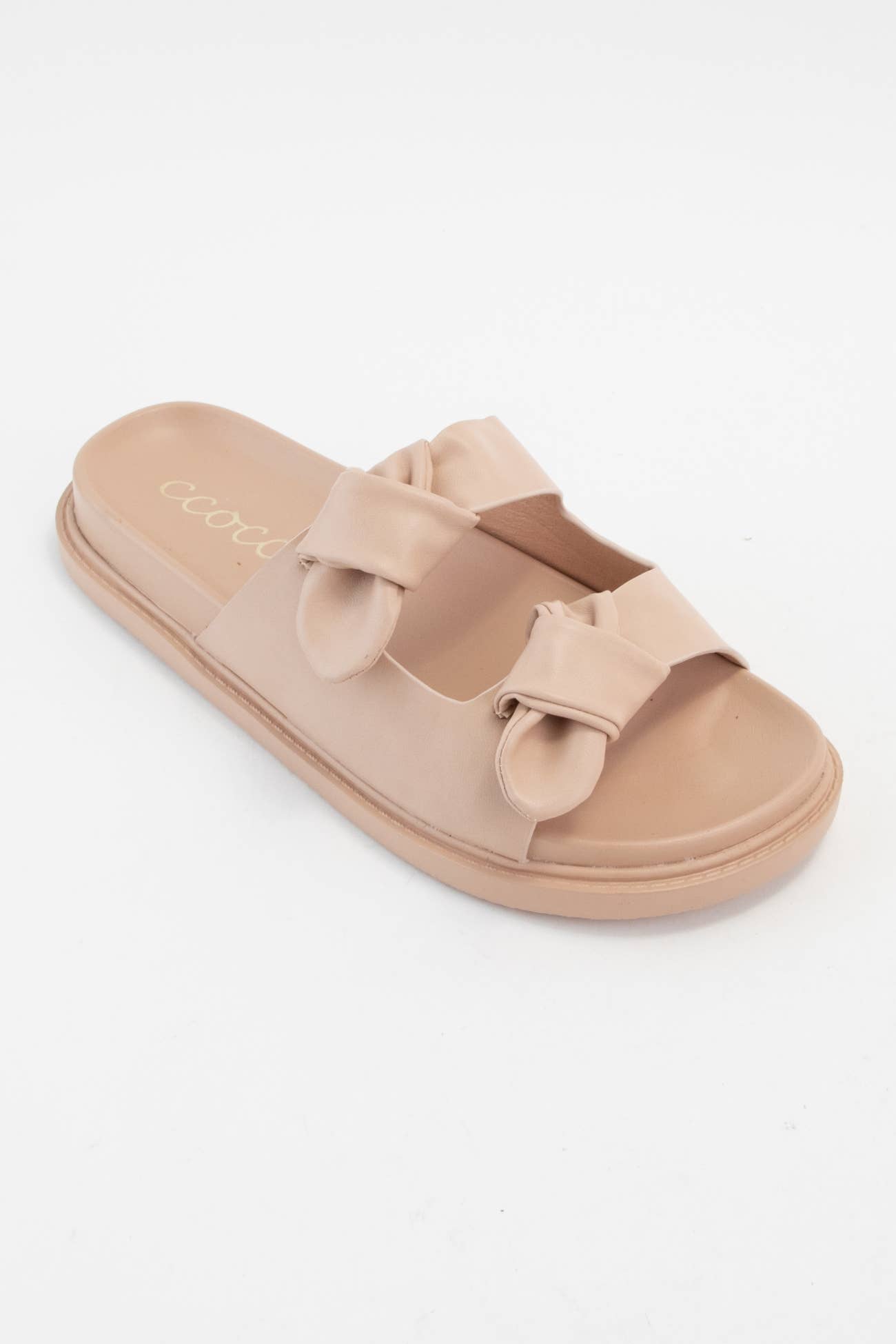 BILLIE KNOTTED SLIP-ON SANDAL: CAMEL