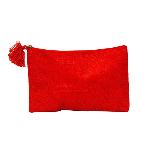 RED JUTE COSMETIC BAG 10x6