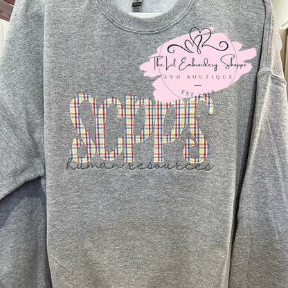 SCPPS {plaid applique} HUMAN RESOURCES SWEATSHIRT