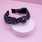 Rainbow Confetti Sequin Knot Headband: White