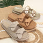 BILLIE KNOTTED SLIP-ON SANDAL: CAMEL