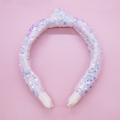 Sparkly Sequin Knot Headband: Purple