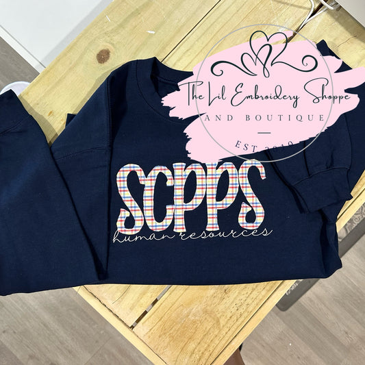 SCPPS {plaid applique} HUMAN RESOURCES SWEATSHIRT