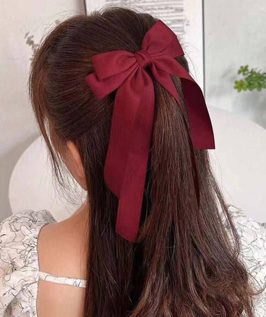 HAIR RIBBON BOW -DEEP RED