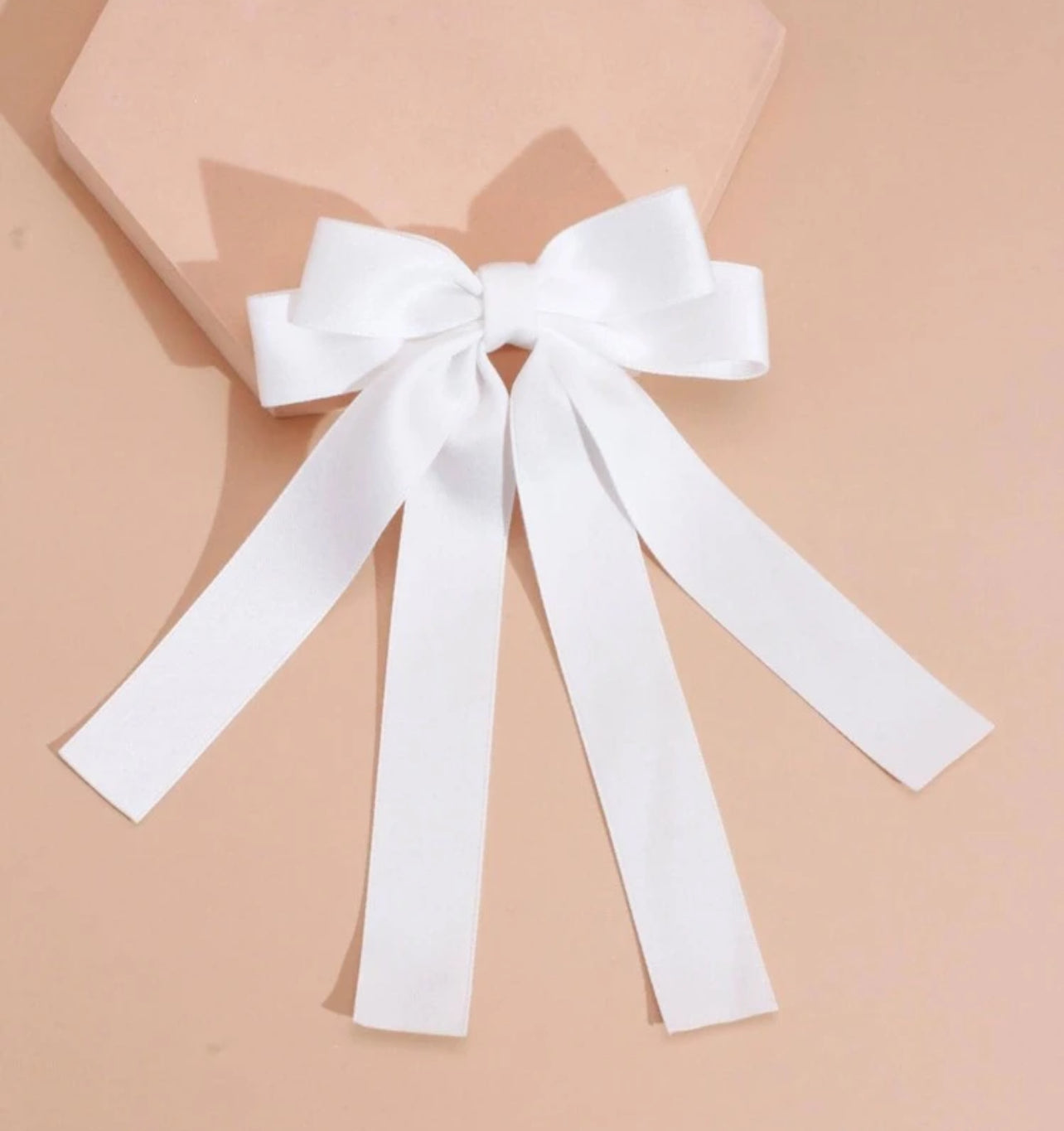 HAIR RIBBON BOW - WHITE