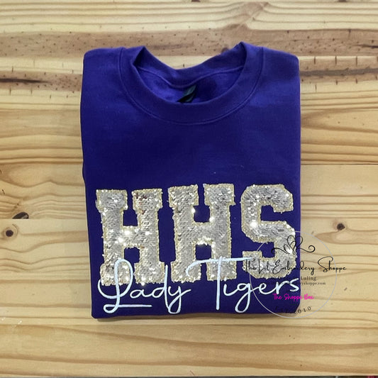 HHS {sequin applique} LADY TIGERS SWEATSHIRT/T-SHIRT