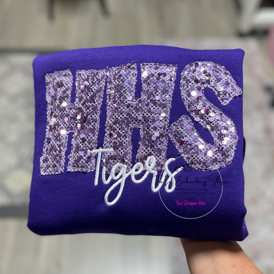 HHS {sequin scribble applique} TIGERS SWEATSHIRT