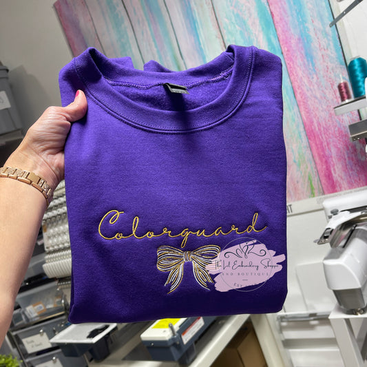 "PICK YOUR TEAM" STRIPED BOW SWEATSHIRT
