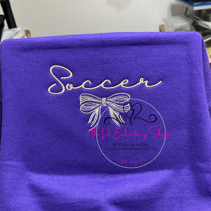 "PICK YOUR TEAM" STRIPED BOW SWEATSHIRT