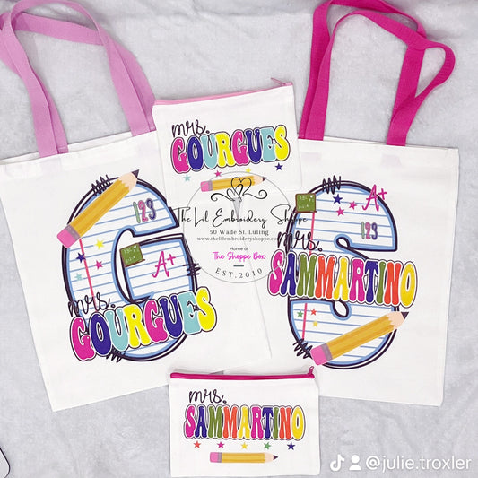 CANVAS TEACHER TOTE SET