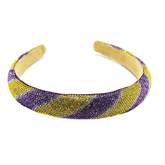 PURPLE & GOLD STRIPE RHINESTONE HEADBAND