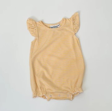 GOLD STRIPE FLUTTER SLEEVE BUBBLE
